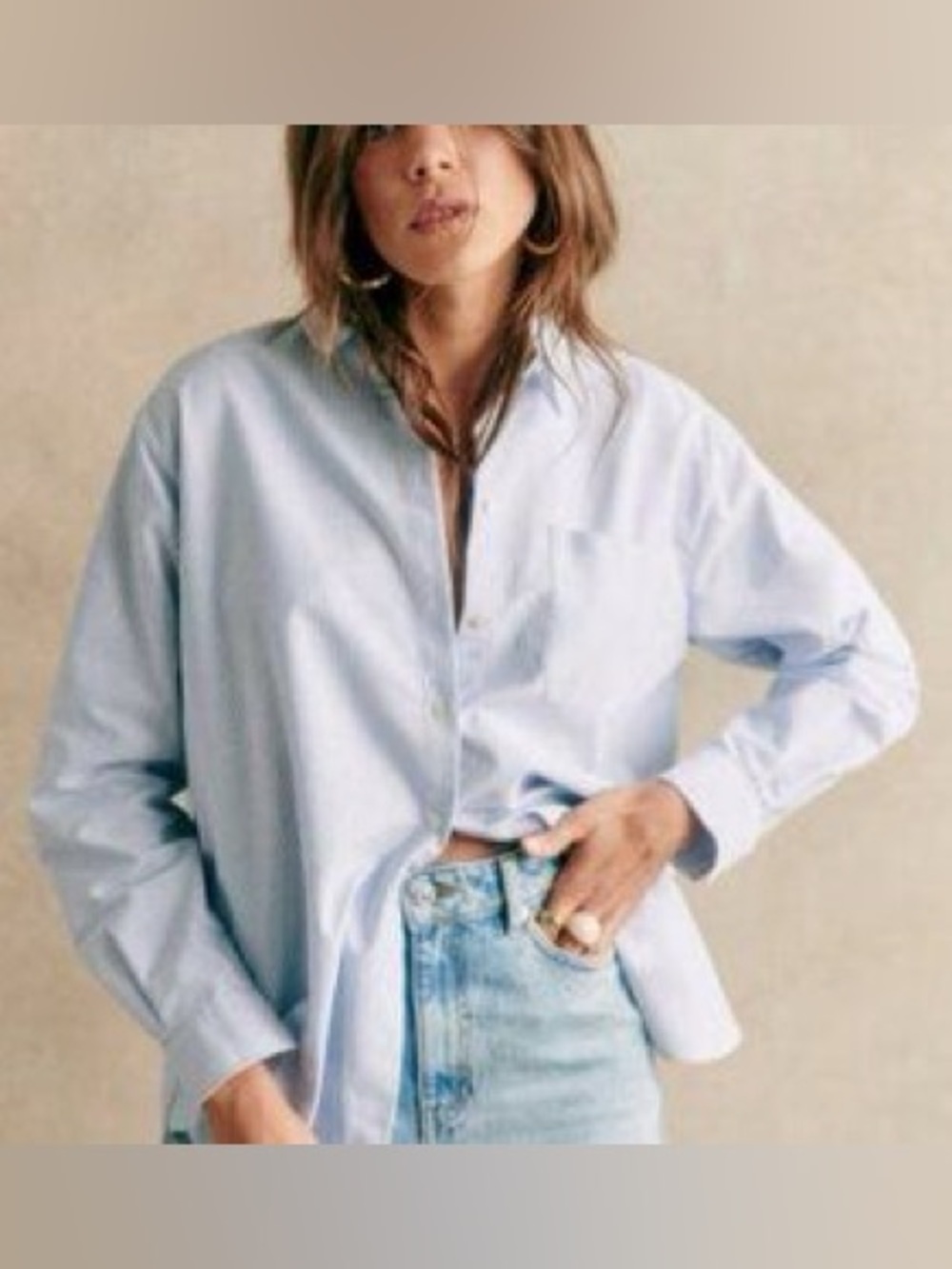 Sezane Max Shirt. Ecru Blue Stripes. 38